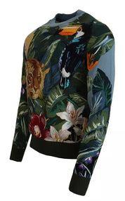 Dolce & Gabbana Jungle Wool Silk Pullover Logo Sweater