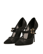 Dolce & Gabbana Black Mesh Mary Jane High Heels Pumps Shoes