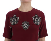 Dolce & Gabbana Red Knight Print Silk Blouse T-shirt