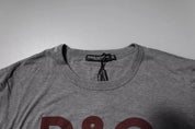 Dolce & Gabbana Gray Logo Print Cotton Crew Neck Men T-shirt