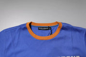 Dolce & Gabbana Blue Graphic Print Cotton Crew Neck T-shirt