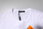 Dolce & Gabbana White Logo Tape Cotton Crew Neck T-shirt