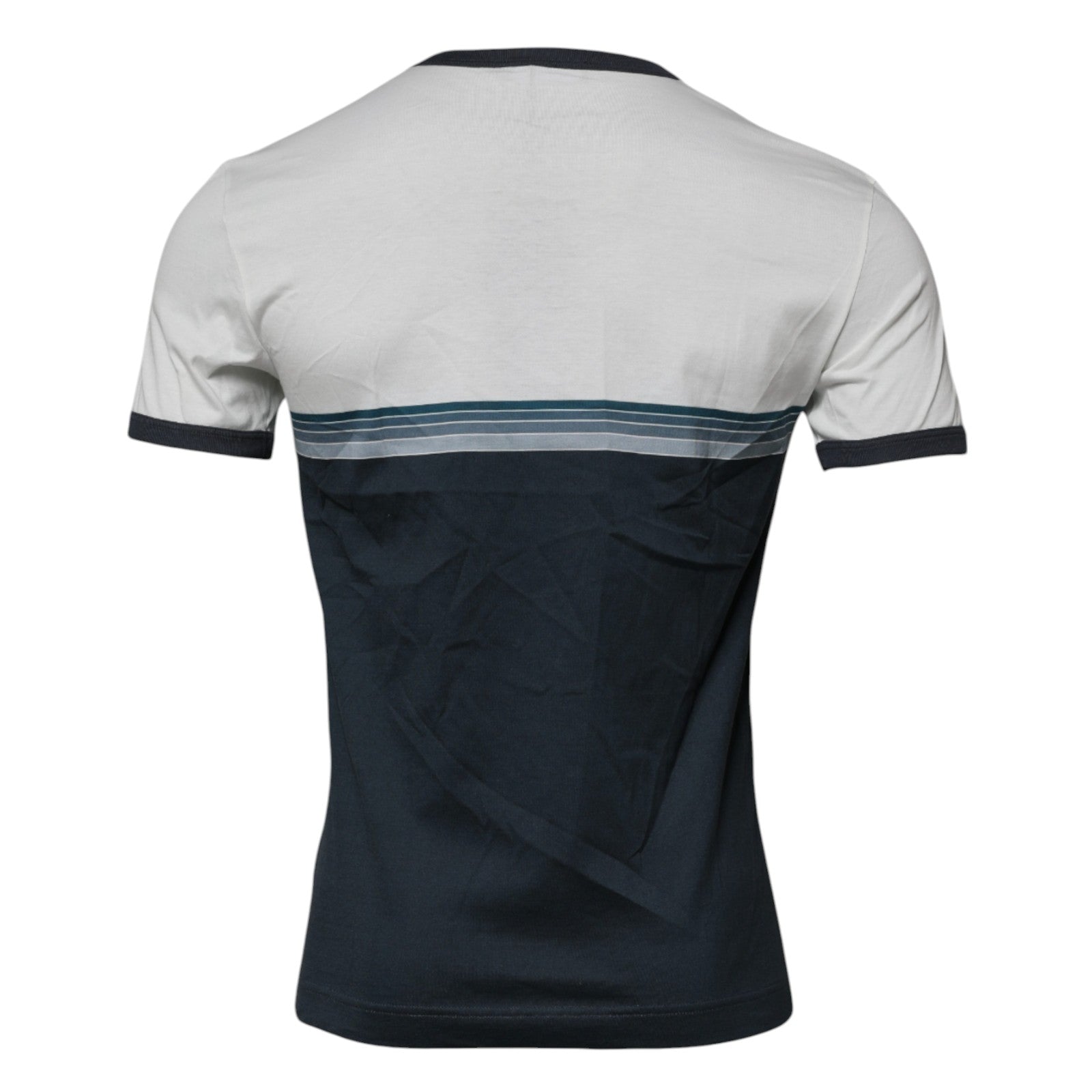 Dolce & Gabbana White Blue Logo Cotton Men Crew Neck T-shirt