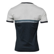 Dolce & Gabbana White Blue Logo Cotton Men Crew Neck T-shirt