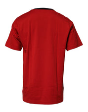 Dolce & Gabbana Red Logo Crown Cotton Crew Neck T-shirt