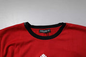 Dolce & Gabbana Red Logo Crown Cotton Crew Neck T-shirt