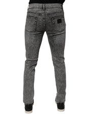 Dolce & Gabbana Dark Gray Washed Cotton Slim Fit Denim Jeans