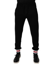 Dolce & Gabbana Black Wool Mid Waist Jogger Sweatpants Pants