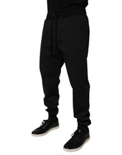 Dolce & Gabbana Black Polyester Men Jogger Sweatpants Pants