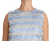 Dolce & Gabbana Light Blue Silver Shift Gown Dress