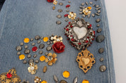 Dolce & Gabbana Crystal Roses Heart Embellished Jeans