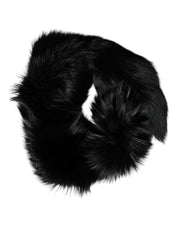 Dolce & Gabbana Black Fox Fur Neck Wrap Warmer Winter Scarf