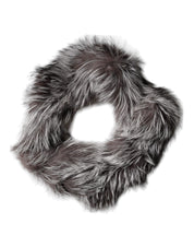 Dolce & Gabbana Gray Fox Fur Neck Wrap Warmer Winter Scarf