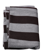 Dolce & Gabbana Black Gray Stripes Wool Neck Wrap Scarf
