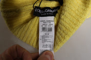 Dolce & Gabbana Yellow Cotton Knitted Winter Beanie Hat