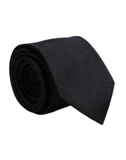 Dolce & Gabbana Black Solid Silk Adjustable Necktie Tie
