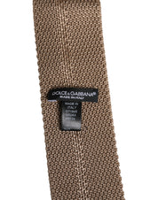 Dolce & Gabbana Brown Silk Adjustable Necktie Tie