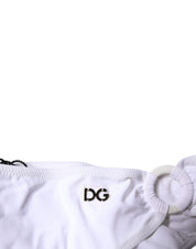 Dolce & Gabbana White Nylon Beachwear Bikini Bottom Swimwear
