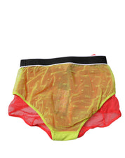 Dolce & Gabbana Red Yellow Tulle Mid Waist Panty Underwear