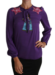 Dolce & Gabbana Purple Blouse Prince  Fairy Tale Embellished  Top