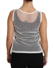 Dolce & Gabbana White Net  Transparent Sleeveless Tank Top