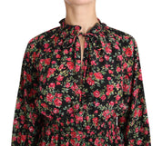 Dolce & Gabbana Black Rose Print Floral Shirt Top Blouse