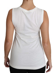 Dolce & Gabbana White Cotton #dgfamily Sleeveless Shirt Tank Top