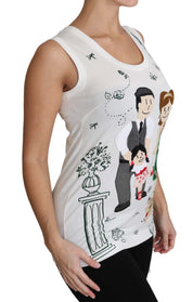Dolce & Gabbana White Cotton #dgfamily Sleeveless Shirt Tank Top