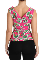 Dolce & Gabbana Pink Silk Stretch Sicilian Cake Top