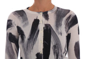 Dolce & Gabbana Cardigan Lightweight Silk Paint Stroke Sweater