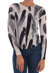 Dolce & Gabbana Cardigan Lightweight Silk Paint Stroke Sweater