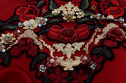 Dolce & Gabbana Red Silk Crystal Roses Shorts