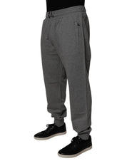 Dolce & Gabbana Gray Logo Cotton Jogger Men Sweatpants Pants