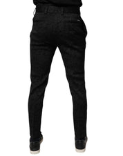 Dolce & Gabbana Black Brocade Polyester Skinny Dress Pants