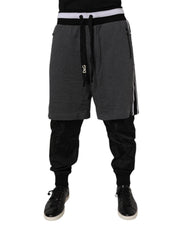 Dolce & Gabbana Black Gray Cotton Layered Men Sweatpants Pants