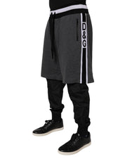Dolce & Gabbana Black Gray Cotton Layered Men Sweatpants Pants