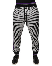 Dolce & Gabbana Black White Zebra Men Jogger Sweatpants Pants