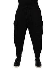 Dolce & Gabbana Black Cotton Men Cargo Jogger Sweatpants Pants