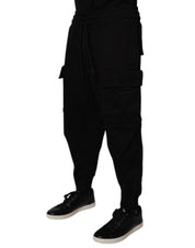 Dolce & Gabbana Black Cotton Men Cargo Jogger Sweatpants Pants