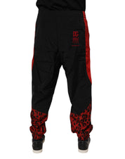 Dolce & Gabbana Black Red Leopard Jogger Sweatpants Pants