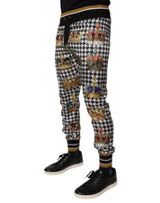 Dolce & Gabbana Multicolor Houndstooth Crown Men Sweatpants Pants