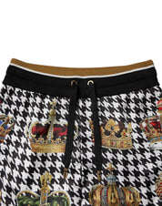 Dolce & Gabbana Multicolor Houndstooth Crown Men Sweatpants Pants