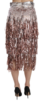 Dolce & Gabbana Sequin Embellished Fringe Midi Pencil Skirt