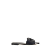 Dolce & Gabbana Black Calf Leather Bos Taurus Flat Sandals