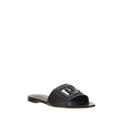 Dolce & Gabbana Black Calf Leather Bos Taurus Flat Sandals