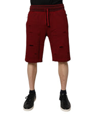 Dolce & Gabbana Maroon Rip Style Bermuda Sweatshorts Shorts