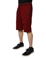 Dolce & Gabbana Maroon Rip Style Bermuda Sweatshorts Shorts