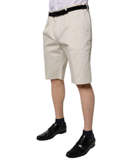 Dolce & Gabbana Beige Cotton Stretch Mid Waist Bermuda Shorts