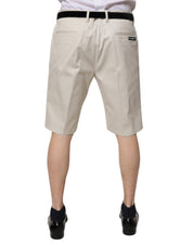 Dolce & Gabbana Beige Cotton Stretch Mid Waist Bermuda Shorts