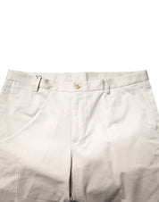 Dolce & Gabbana Beige Cotton Stretch Mid Waist Bermuda Shorts